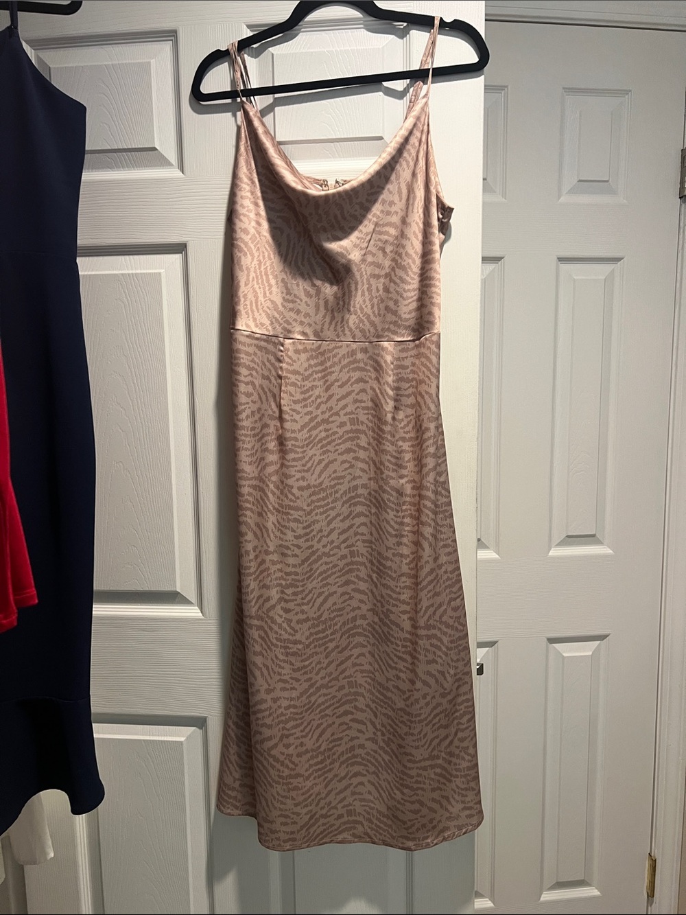 Women’s Midi Slip Dress in Blush Animal Print